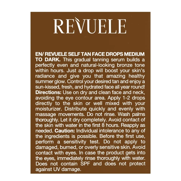 Автозагар для лица темный Revuele Salf Tan Face Drop Medium to Dark, 30 мл - изображение 3