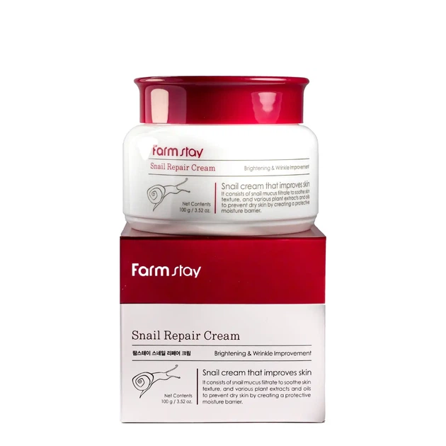 Крем для лица FarmStay Snail Repair Cream увлажняющий с муцином улитки 100 г - Фото 1 Крем для лица FarmStay Snail Repair Cream увлажняющий с муцином улитки 100 г - изображение 1
