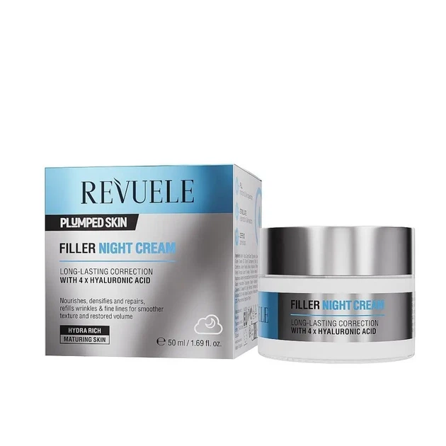 Ночной крем-филлер для лица Revuele Plumped Skin Filler с гиалуроновой кислотой, 50 мл - Фото 1 Ночной крем-филлер для лица Revuele Plumped Skin Filler с гиалуроновой кислотой, 50 мл - изображение 1