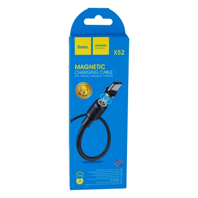 Кабель USB Hoco X52 Sereno magnetic Type-C Чорний - Фото 2 Кабель USB Hoco X52 Sereno magnetic Type-C Чорний - зображення 2