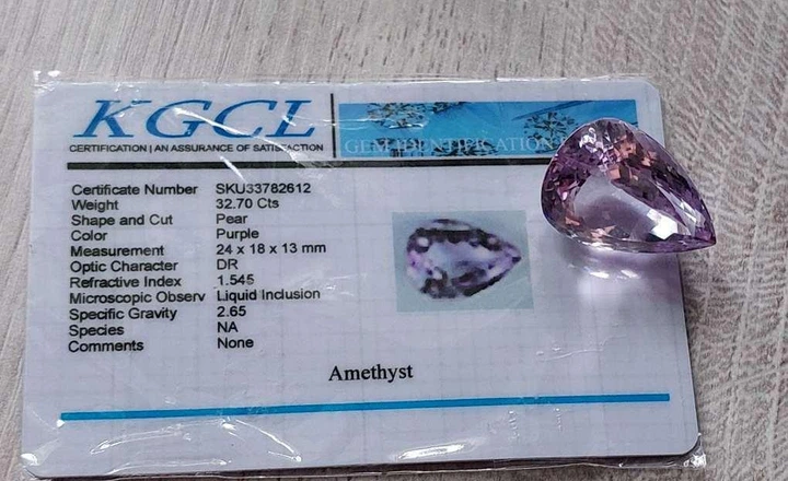 Аметист 32.70 Ct 24 х 18 х 13 мм Сертификат (316538) - Фото 7 Аметист 32.70 Ct 24 х 18 х 13 мм Сертификат (316538) - изображение 7