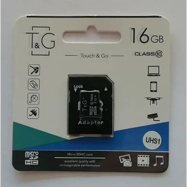 Карта памяти T&G MicroSDHC 16GB UHS-I Class 10 с адаптером черный для фото и видео камер смартфонов - Фото 4 Карта памяти T&G MicroSDHC 16GB UHS-I Class 10 с адаптером черный для фото и видео камер смартфонов - изображение 4