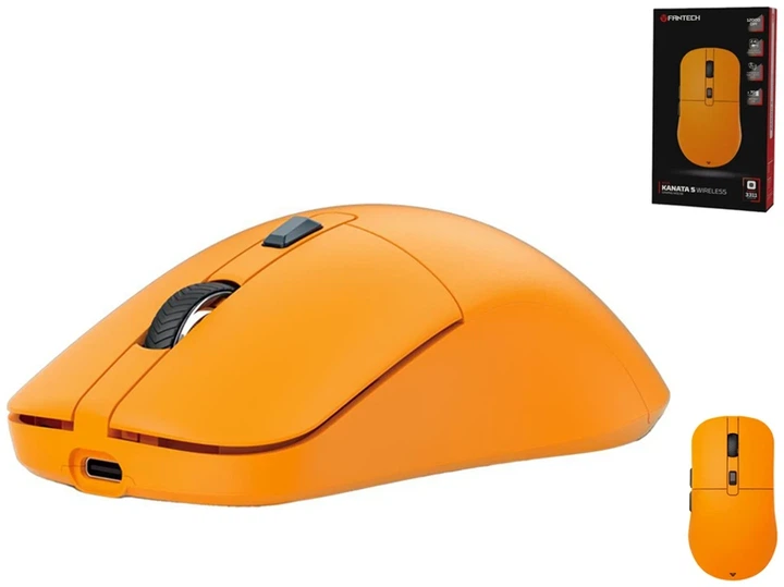 Беспроводная игровая мышь Fantech WG9S Kanata 12000DPI 2.4GHz желтая ABS пластик эргономичная - изображение 4