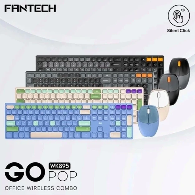 Бездротовий комплект клавіатура та миша Fantech Go WK895 Silent Click 110 кнопок USB бежевий - зображення 8