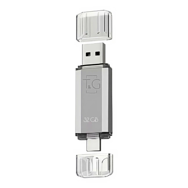 USB флешка 32 Гб USB 3.0 Type C серебро для переноски данных модель T&G 009 - изображение 5