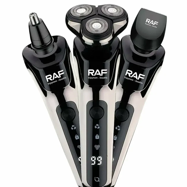 Аккумуляторная электробритва 3 в 1 3 Вт 600 мАч с USB черная RAF R.4043 для бритья стрижки и удаления волос в носу - Фото 1 Аккумуляторная электробритва 3 в 1 3 Вт 600 мАч с USB черная RAF R.4043 для бритья стрижки и удаления волос в носу - изображение 1