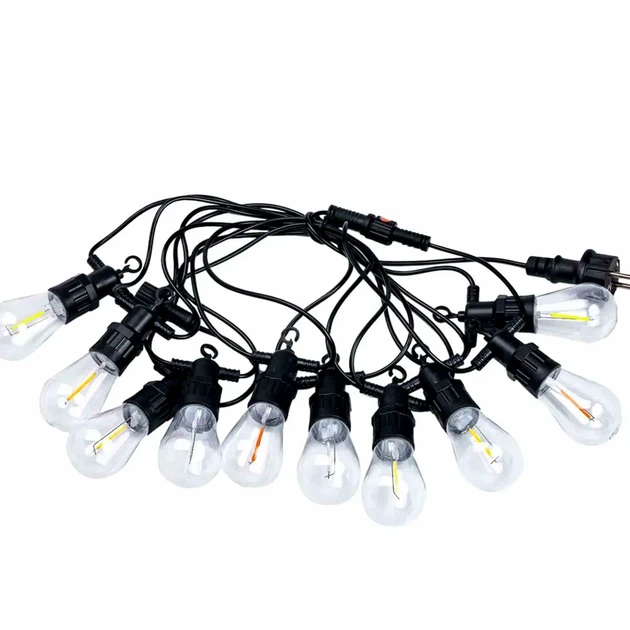 Гірлянда вулична світлодіодна 10 LED ламп 5 метрів мультиколор 220 В для саду та дому S14 - Фото 1 Гірлянда вулична світлодіодна 10 LED ламп 5 метрів мультиколор 220 В для саду та дому S14 - зображення 1