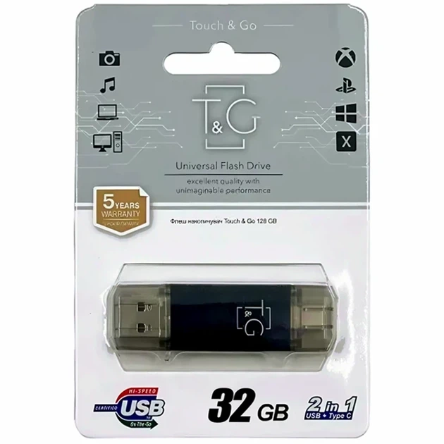 Флешка USB Flash Drive T&G 32GB USB Type C Черный для хранения и переноса данных - Фото 2 Флешка USB Flash Drive T&G 32GB USB Type C Черный для хранения и переноса данных - изображение 2