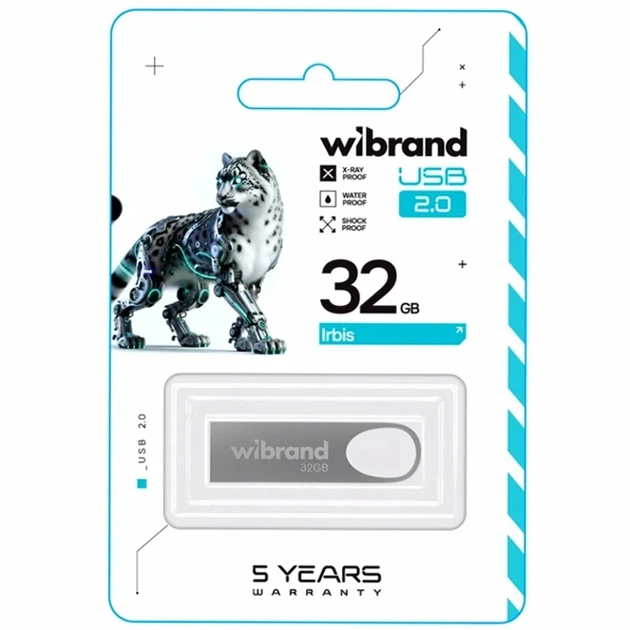 USB флешка 32 Гб металл серебро для хранения данных Wibrand Irbis - Фото 2 USB флешка 32 Гб металл серебро для хранения данных Wibrand Irbis - изображение 2