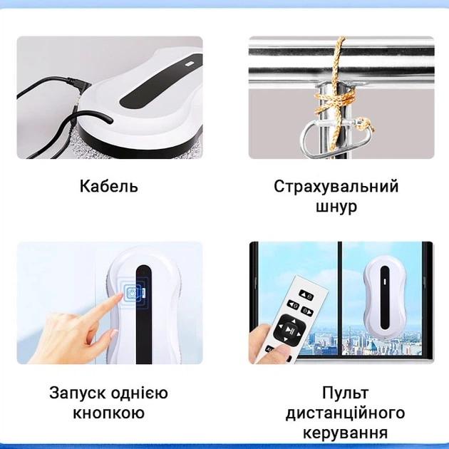 Робот для миття вікон без бака для води Inspire IQ cleaner HCR-01 Білий D13-2025 - изображение 3