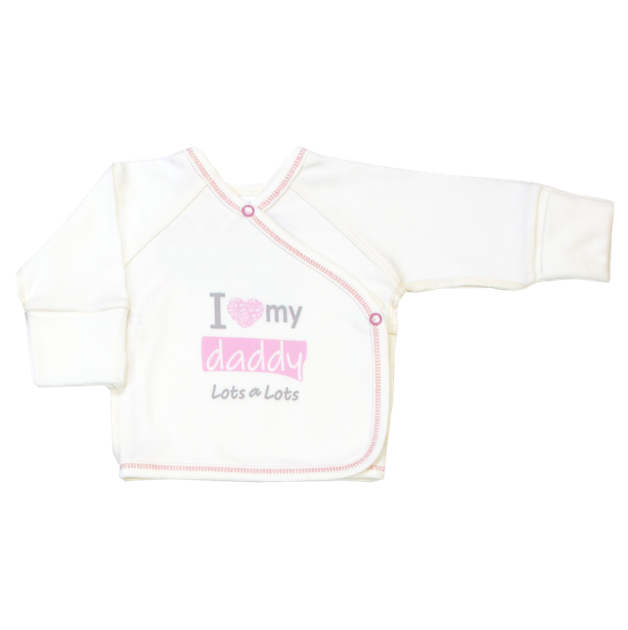 Распашонка "I love my daddy pink" (інтерлок) Розмір 62, Зріст 56-62 см - Фото 1 Распашонка "I love my daddy pink" (інтерлок) Розмір 62, Зріст 56-62 см - зображення 1