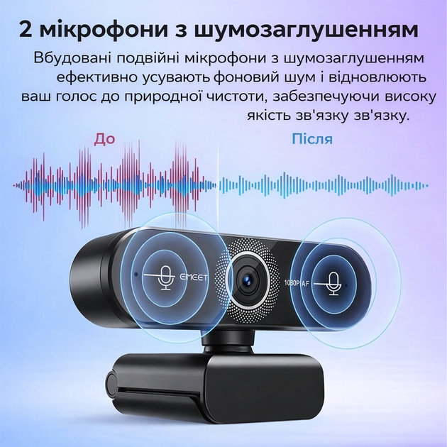 Веб-камера 4K EMEET C60E с двумя микрофонами, Web camera - изображение 3