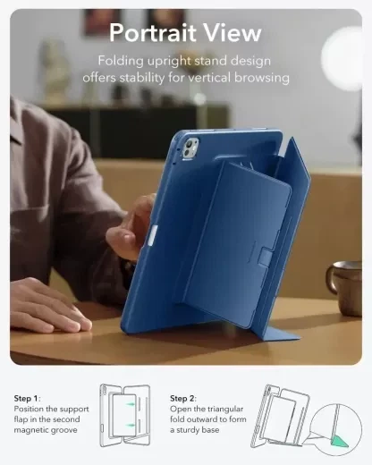 Чехол-подставка ESR Flip Magnetic Case with Pencil Holder Navy Blue для iPad Pro 13" M5 | M4 (2025 | 2024) - изображение 3