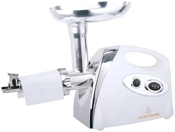 М'ясорубка електрична Crownberg CB-4213 3000W з реверсом і соковижималкою, 3 решітки 3/5/7 мм, насадки для ковбас і кеббе, шнекова електром'ясорубка з металевим шнеком для дому біла - изображение 3