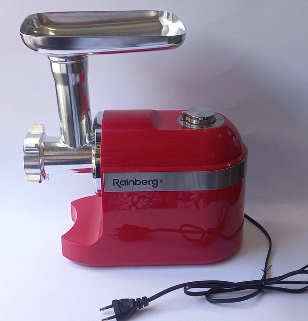 М’ясорубка Rainberg RB 2270 3800 Вт з реверсом, електрична шнекова м’ясорубка з 3 решітками 3/5/7 мм, 2 ножі, насадка кеббе, металевий лоток - изображение 5