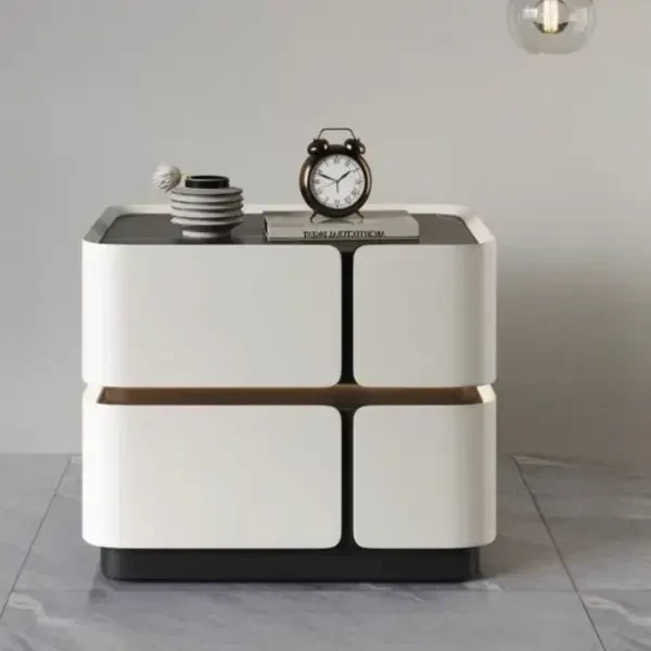 Приліжкова смарт-тумба SZXF01 (50х40х48 см) з екошкіри із сенсорною LED-підсвіткою, USB зарядкою і Bluetooth колонкою, Біла - зображення 4