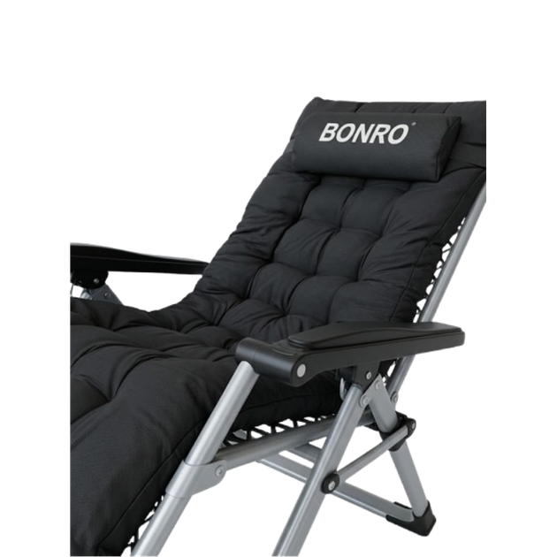 Шезлонг крісло садовий, туристичний Bonro B-04 чорний + подушка - зображення 5