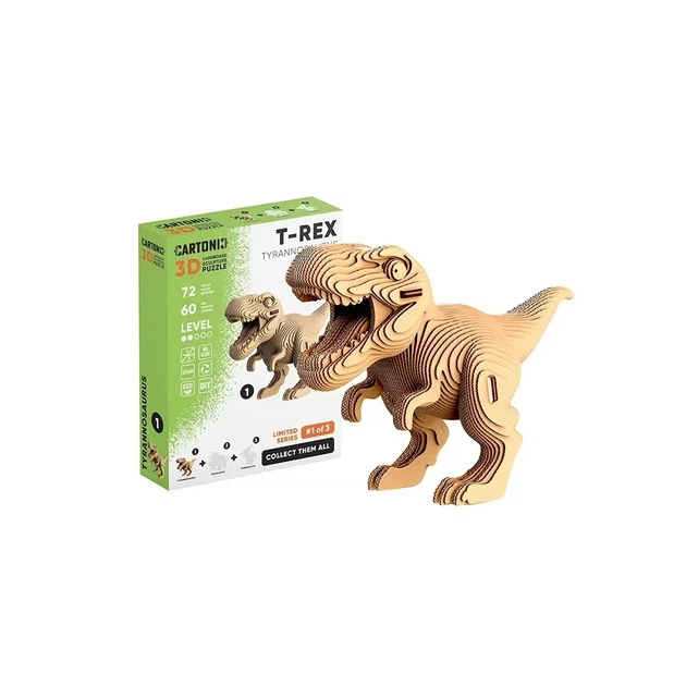 3D Пазл Конструктор Картонный Cartonic Тиранозавр Динозавр (Tyrannosaurus Collectible) 58 деталей - Фото 2 3D Пазл Конструктор Картонный Cartonic Тиранозавр Динозавр (Tyrannosaurus Collectible) 58 деталей - изображение 2