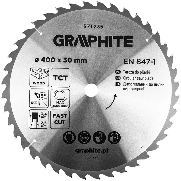 Диск побідитовий Graphite для пилки 400 x 30 мм (5902062118653) - зображення 2