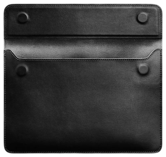 Шкіряний чохол-конверт на магнітах для MacBook 13 дюймів, чорний, натуральна шкіра Краст, ручна робота, 33,5×23,5 см 58649 - зображення 2