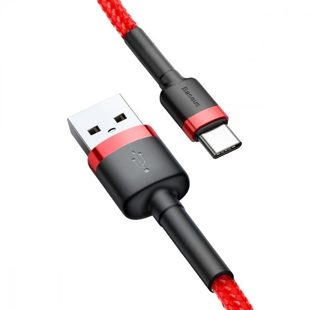 Кабель Baseus Cafule Series Cable USB to Type-C 3A 2m CATKLF-C09 Red - Фото 4 Кабель Baseus Cafule Series Cable USB to Type-C 3A 2m CATKLF-C09 Red - зображення 4