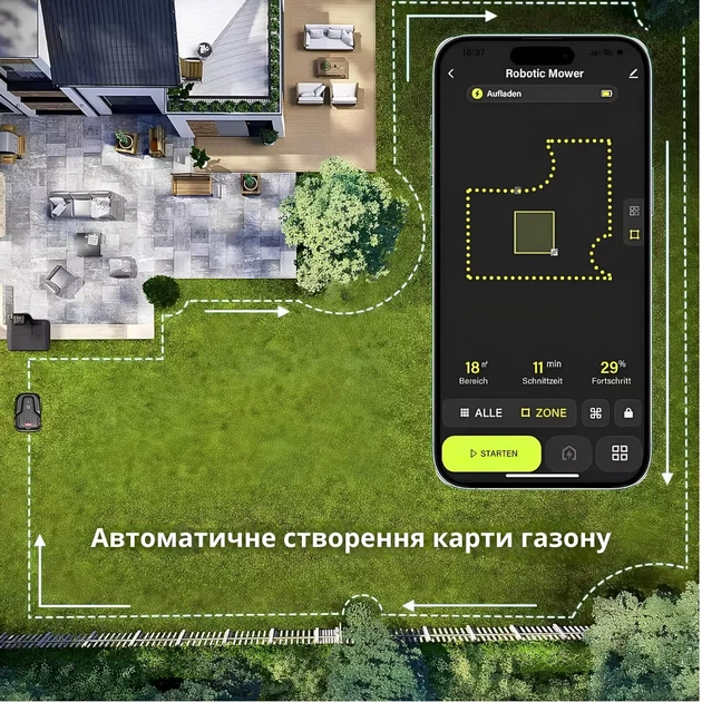 Робот-газонокосилка з GPS і автоматичною картографією, управління через додаток - зображення 11