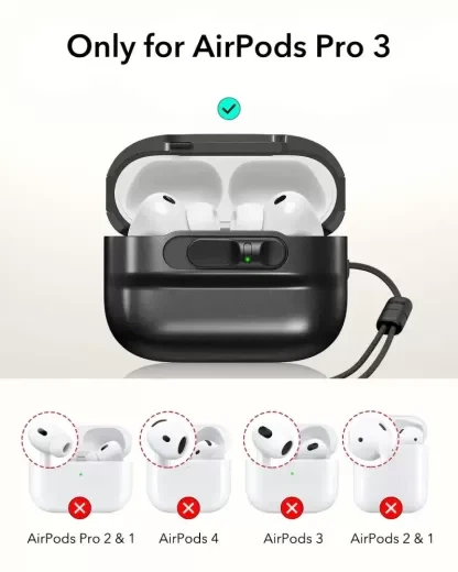 Чехол с ремешком ESR Pulse FlickLock Magnetic Case Black для AirPods Pro 3 (1C01900102) - Фото 2 Чехол с ремешком ESR Pulse FlickLock Magnetic Case Black для AirPods Pro 3 (1C01900102) - изображение 2