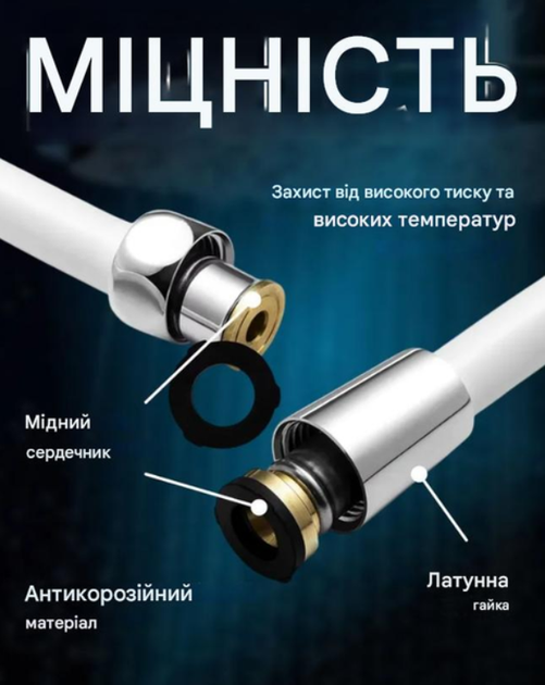Шланг для душу Zerix силіконовий 150 см білий (3069) - зображення 3