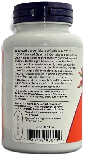 Witamina E Now Foods Advanced Gamma E Complex 120 kapsułek miękkich (733739008114) - obraz 3