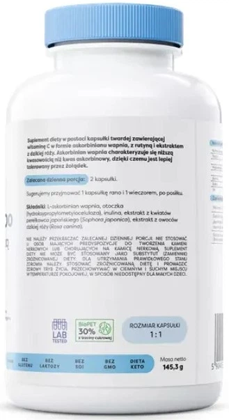 Witamina C Osavi Witamina C 1000 z rutyną i dziką różą 180 kapsułek (5904139921371) - obraz 2