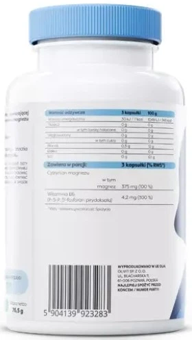 Kompleks witaminowo-mineralny Osavi Cytrynian Magnezu + B6 90 kapsułek (5904139923283) - obraz 3