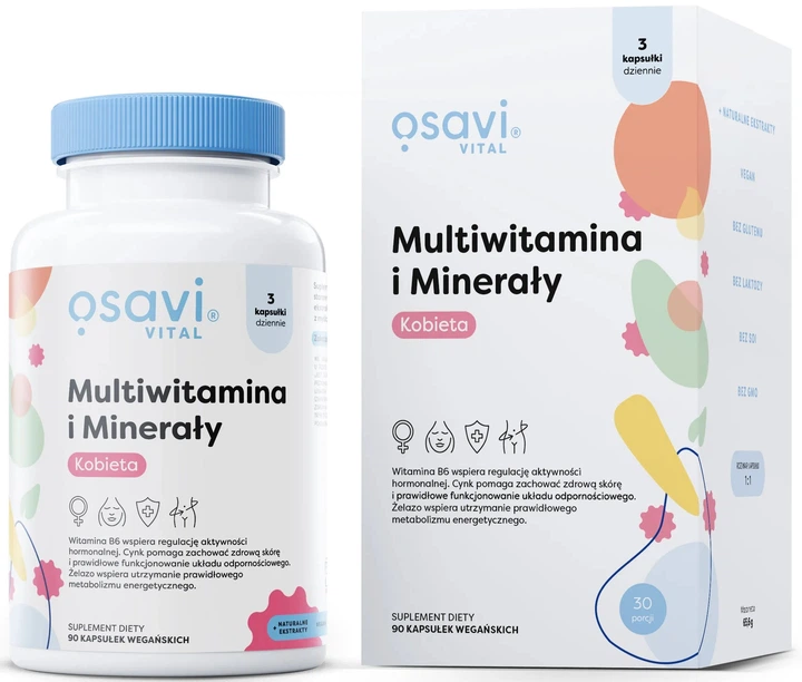 Kompleks witaminowo-mineralny dla kobiet Osavi Multiwitaminy i Minerały Kobieta 90 kapsułek (5904139924945) - obraz 1