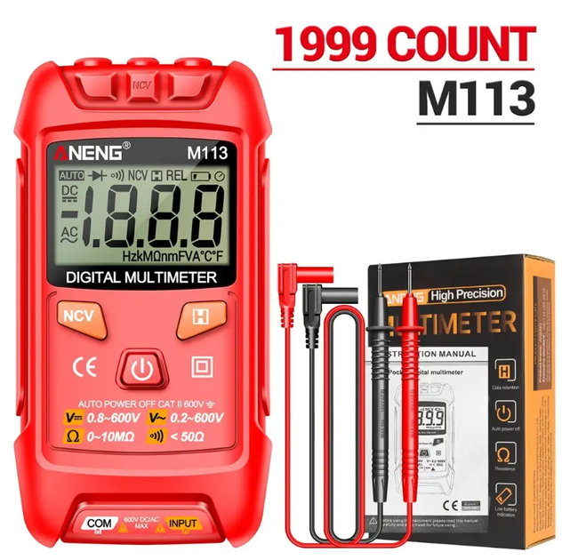 Мультиметр автоматический Aneng M113 LCD AC/DC автоотключение Red (500401) - изображение 3