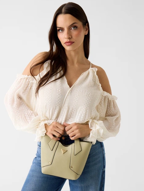 Сумка крос-боді через плече жіноча зі штучної шкіри середня Guess HWBG9914750-SAG Світло-оливкова (800070352374) - зображення 3