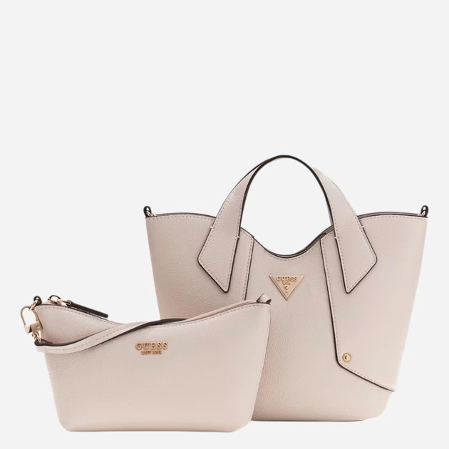 Сумка крос-боді через плече жіноча зі штучної шкіри середня Guess HWBG9914750-STO Пудрова (800070352375) - зображення 5