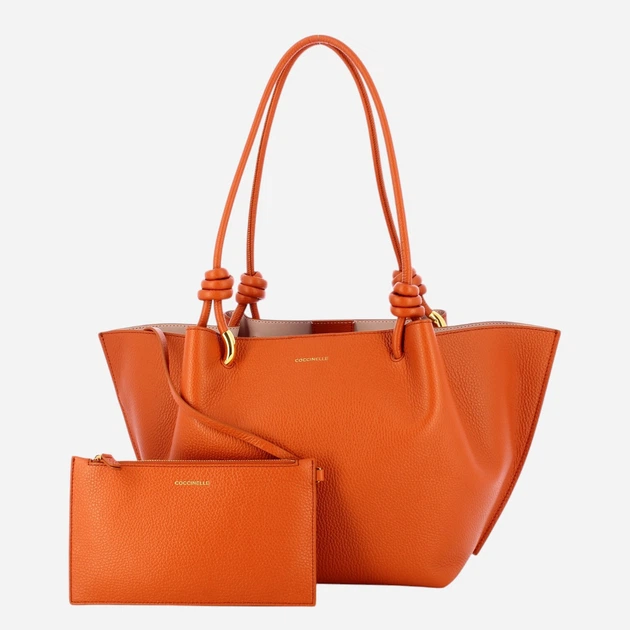 Torebka shopper damska skórzana Coccinelle E1U07110201-R41 Pomarańczowa (800070354192) - obraz 4