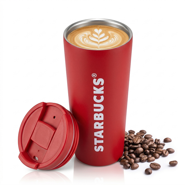 Термокружка для кофе чая термос Kayfovo с надписью Starbucks из нержавеющей стали термостакан туристическая чашка с крышкой Red - Фото 1 Термокружка для кофе чая термос Kayfovo с надписью Starbucks из нержавеющей стали термостакан туристическая чашка с крышкой Red - изображение 1