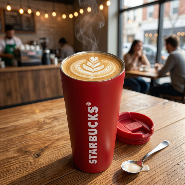 Термокружка для кофе чая термос Kayfovo с надписью Starbucks из нержавеющей стали термостакан туристическая чашка с крышкой Red - Фото 6 Термокружка для кофе чая термос Kayfovo с надписью Starbucks из нержавеющей стали термостакан туристическая чашка с крышкой Red - изображение 6