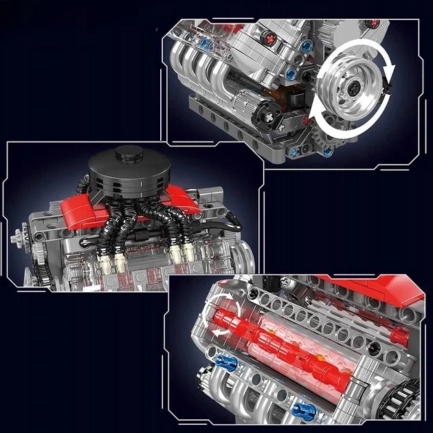 Моторизованный конструктор Chevrolet Chevy V8 LSX 454 (487 деталей) реалистичная модель автомобильного двигателя с коробочкой - Фото 3 Моторизованный конструктор Chevrolet Chevy V8 LSX 454 (487 деталей) реалистичная модель автомобильного двигателя с коробочкой - изображение 3