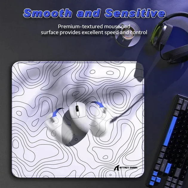 Игровой коврик Attack Shark CM02 / 40*45 см / White - Фото 4 Игровой коврик Attack Shark CM02 / 40*45 см / White - изображение 4