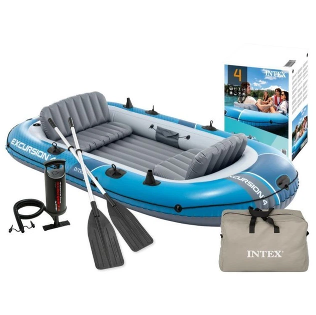Ponton dmuchany Intex Excursion 4 4-osobowy 315 x 145 x 43 cm Szaro-niebieski 66324 (6941057430621) - obraz 2