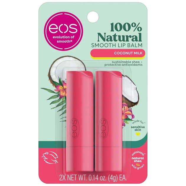 Набір бальзамів для губ EOS Coconut Milk 2-Pack Lip Balm - Фото 1 Набір бальзамів для губ EOS Coconut Milk 2-Pack Lip Balm - зображення 1