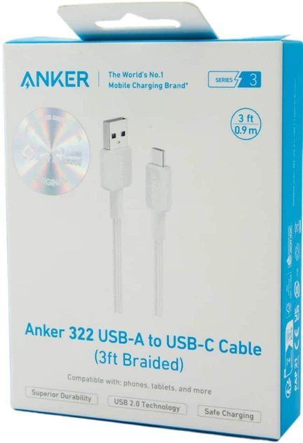 Кабель Anker 322 USB-A To USB-C White (194644115777) - зображення 3