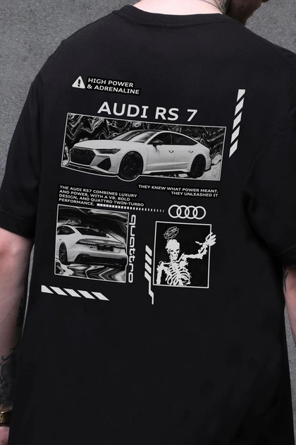 Чоловіча Оверсайз Футболка Without З Принтом Audi RS7 2XL/3XL Black - Фото 2 Чоловіча Оверсайз Футболка Without З Принтом Audi RS7 2XL/3XL Black - изображение 2