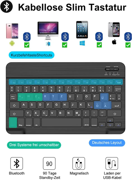 Чохол-клавіатура D DINGRICH для iPad 9.7 (5/6/Air/Pro) | Bluetooth QWERTZ | Знімна клавіатура + тримач Apple Pencil + Sleep/Wake - Фото 5 Чохол-клавіатура D DINGRICH для iPad 9.7 (5/6/Air/Pro) | Bluetooth QWERTZ | Знімна клавіатура + тримач Apple Pencil + Sleep/Wake - зображення 5