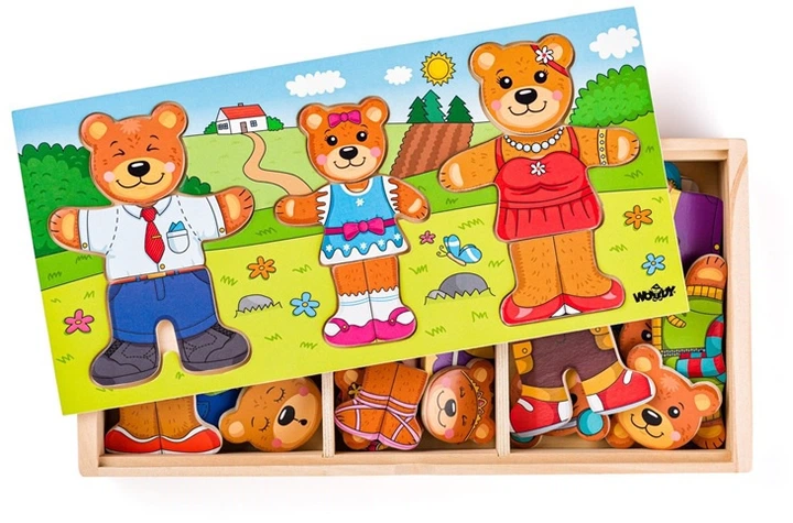 Набір іграшок WoodyLand дерев'яна головоломка з сімейкою ведмедиків 90819 (8591864908196) - зображення 2
