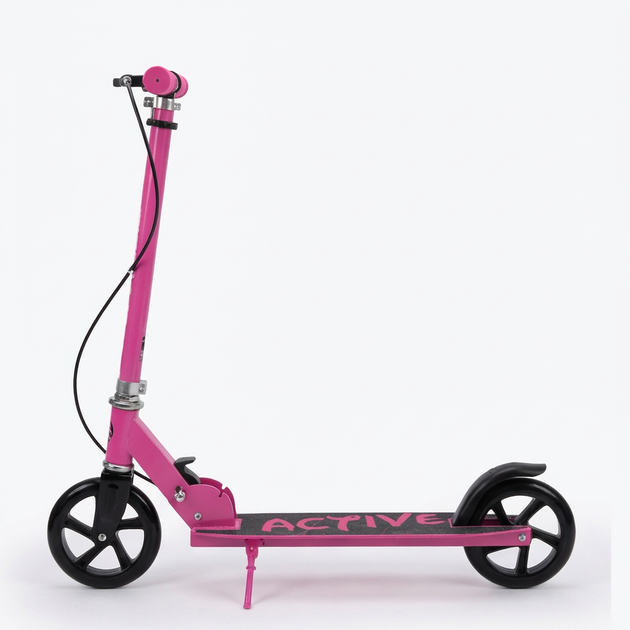 Самокат двухколесный складной BavarSport Active 2944 с LED колесами 145мм Pink-Black - изображение 2
