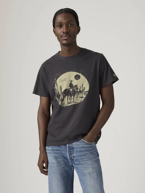 Футболка хлопковая длинная мужская Levi`s 624933482 XL Серая с принтом (1159857842) - Фото 1 Футболка хлопковая длинная мужская Levi`s 624933482 XL Серая с принтом (1159857842) - изображение 1