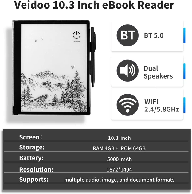 Электронная книга Veidoo с большим 10,3" экраном на Android со стилусом и обложкой - изображение 5