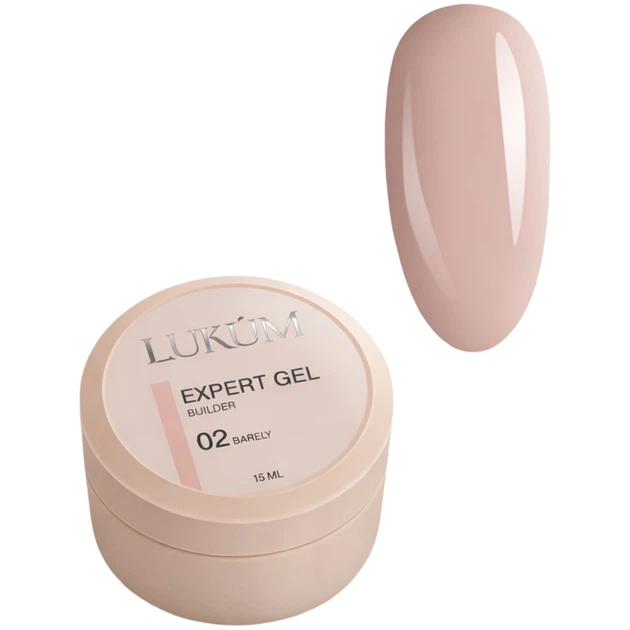 LUKUM Builder Gel Expert Зміцнюючий гель №02 Barely, 15 мл - Фото 1 LUKUM Builder Gel Expert Зміцнюючий гель №02 Barely, 15 мл - изображение 1